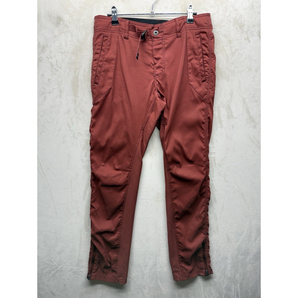 Prana Pants Mens 30x30 Cargo Stretch Zion Red Slim Straight Fit Belted Hiking
